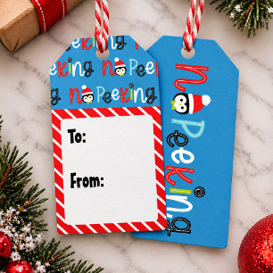 No Peeking Cute Whimsical Kids Christmas Gift Tags