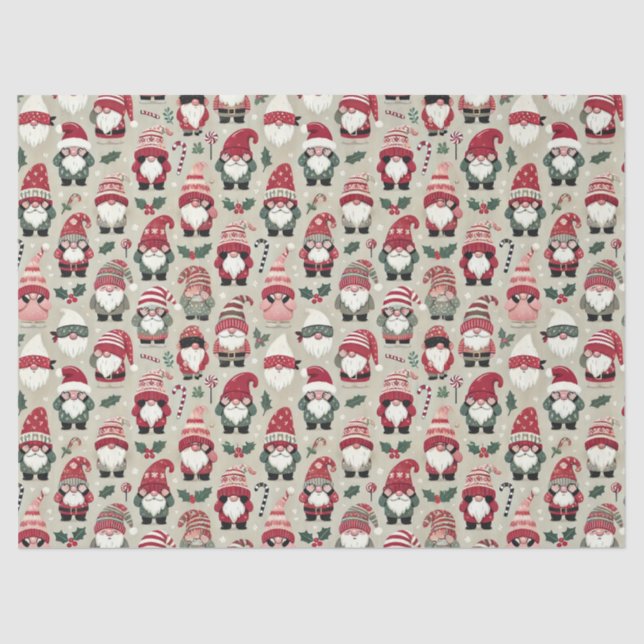 No Peeking Gnomes Christmas Holiday Coordinated Tissue Paper (Front)