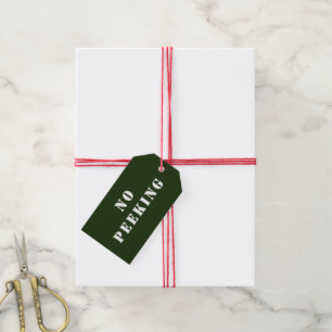 No Peeking Green And White Holiday Gift Tag