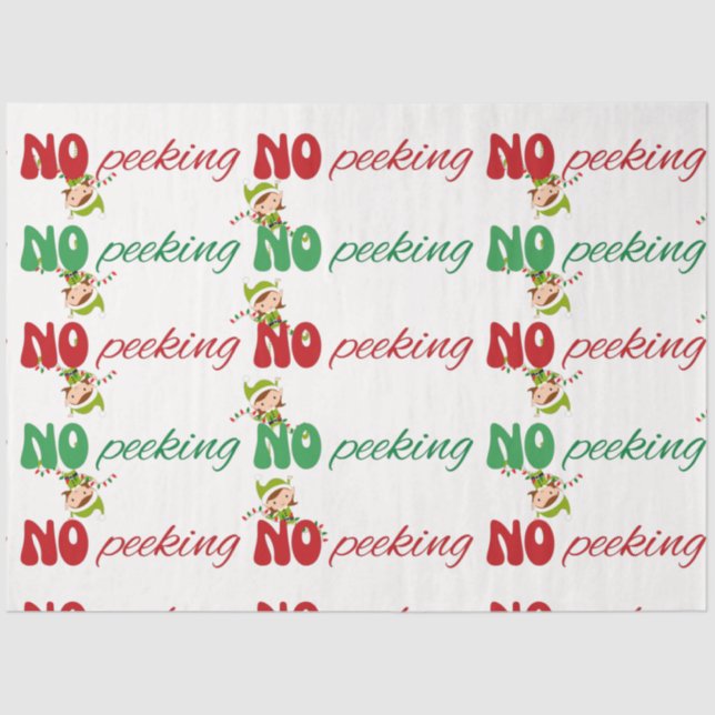 NO Peeking Naughty Elf Christmas Tissue Paper (Front)
