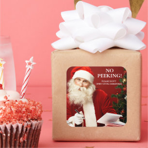 No Peeking Santa Claus Gift Stickers