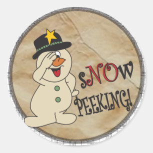 No Peeking Snowman Classic Round Sticker