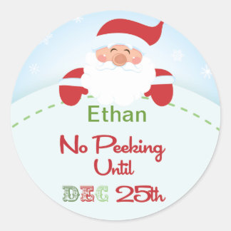 No Peeking until Christmas Santa Xmas Sticker