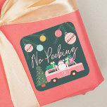 No Peeking Vintage Pink Christmas Van Santa Square Sticker<br><div class="desc">No Peeking Before Christmas Sticker. Celebrate the magical and festive holiday season with our custom holiday no peeking Christmas sticker. Our vintage holiday design features a cute girly pink retro van with bright colourful presents being delivered on top of the van. Santa Claus is peeking his head out from the...</div>
