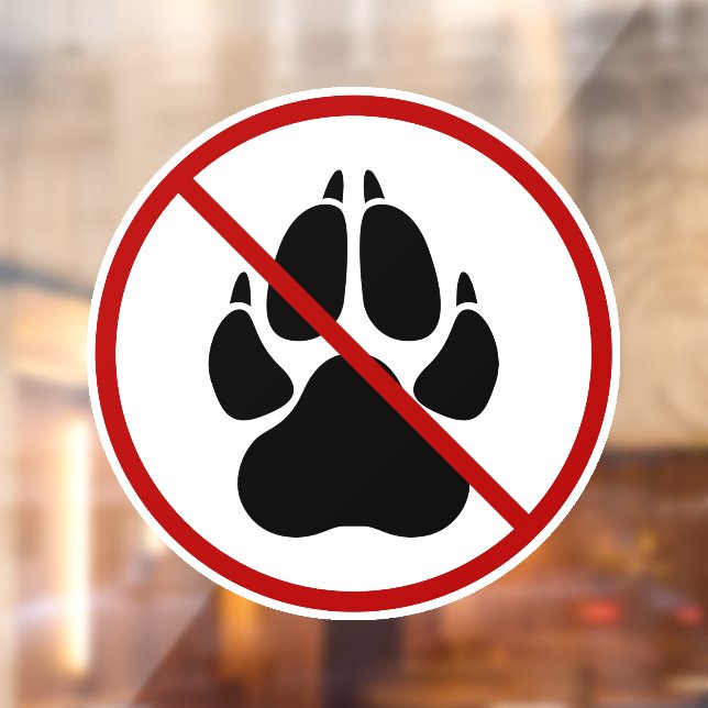 No Pets / Dogs Allowed Black Dog Paw Silhouette Window Cling (Sheet 2)