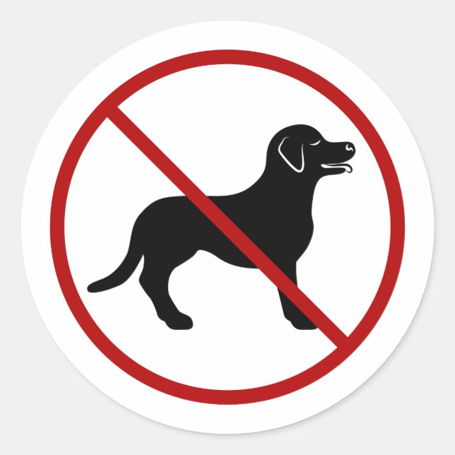 No Pets / Dogs Allowed Black Dog Silhouette Classic Round Sticker (Front)