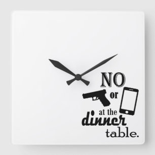 No phones at the dinner table Ready to customize Square Wall Clock