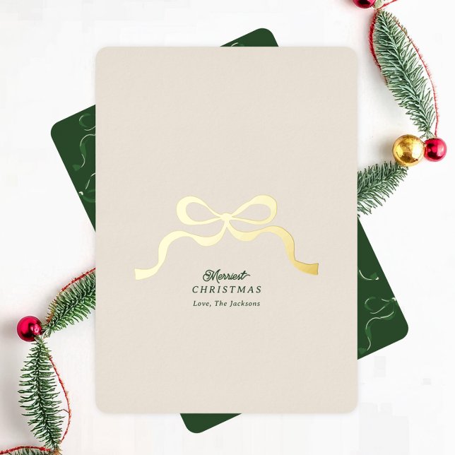 no photo christmas gold bow | modern foil holiday card (Creator Uploaded)
