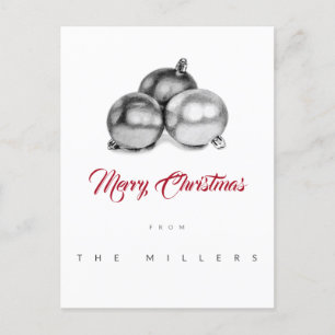 No Photo Christmas Postcard Art Pencil Baubles 