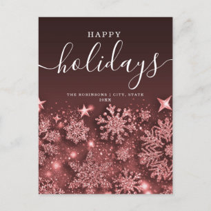 No Photo Holiday Christmas Glitter Snow Rose Gold