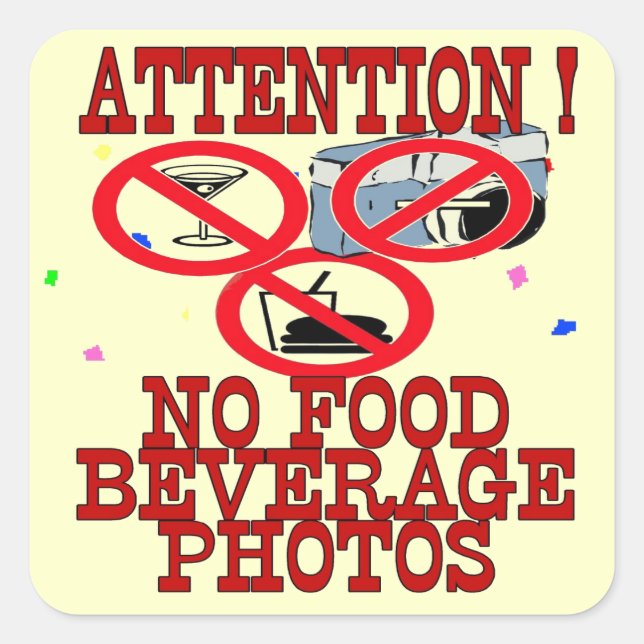 No Photo or Food Sign Square Sticker (Front)