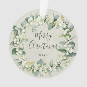 No Photo Snowberry+Eucalyptus Round Acrylic Ornament