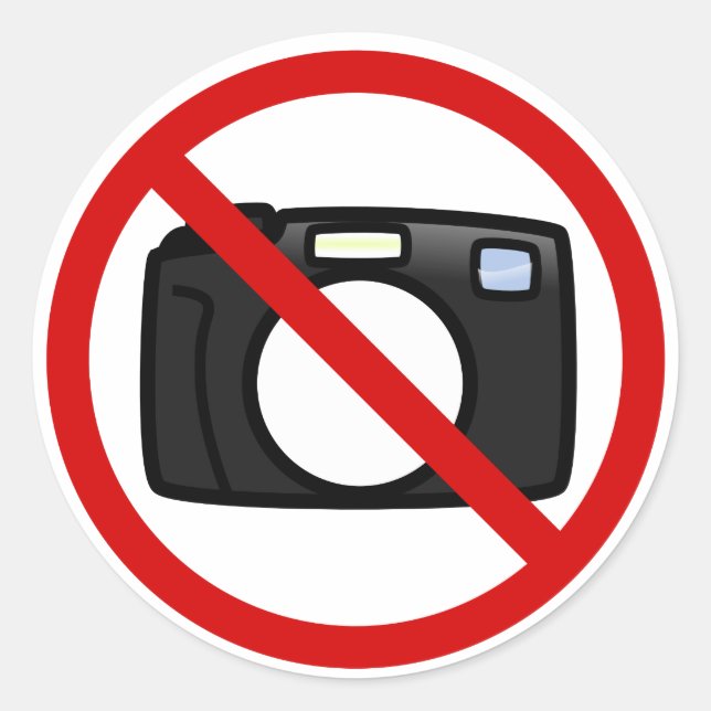 No photography, no cameras classic round sticker (Front)