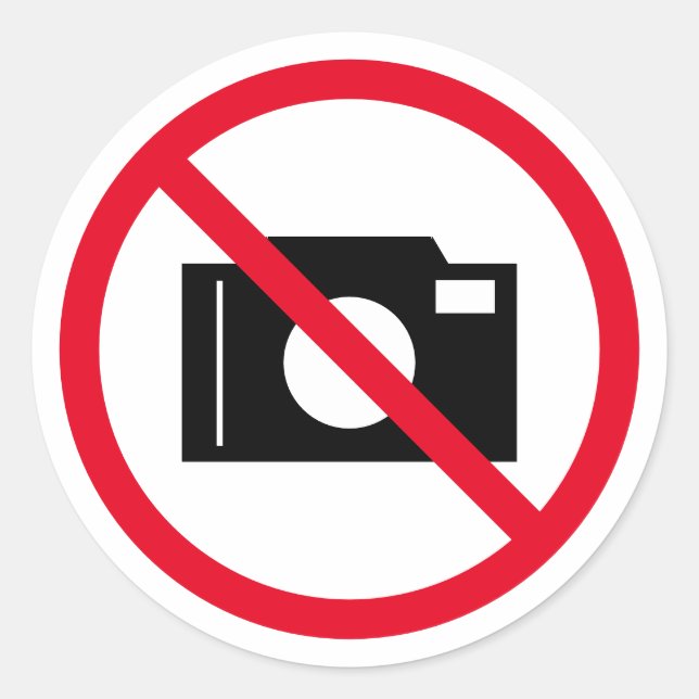 No photos camera forbidden sign symbol icon classic round sticker (Front)