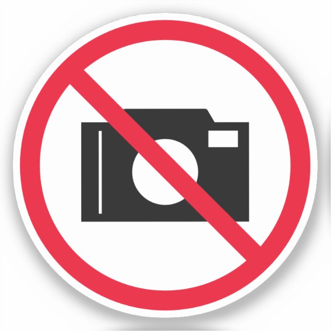 No photos camera forbidden symbol vinyl sticker (Front)