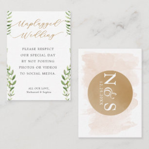 No Photos on Social Media Unplugged Wedding  Place Card