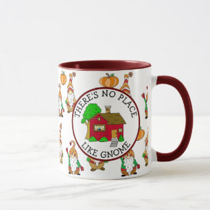 No Place like  Gnome, Cartoon Autumn Gnome Mug