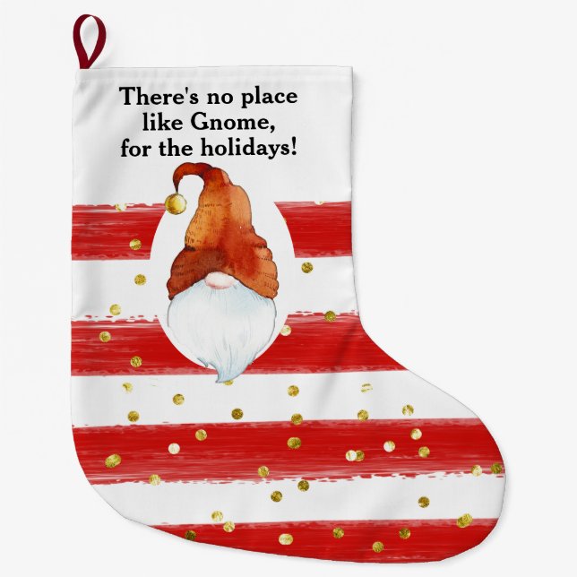 No Place Like Gnome Custom Christmas Stocking (Front)