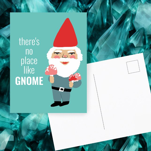NO PLACE LIKE GNOME Cute Mushrooms Elf Colourful  Postcard (NO PLACE LIKE GNOME Cute Mushrooms Elf Colorful Christmas Holiday Postcard
)