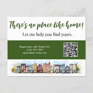 No Place Like Home Real Estate Green Marketing Postcard