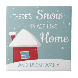 no place like home red house snowflakes tile