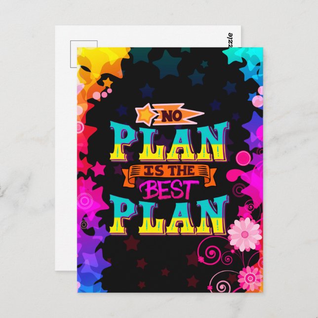 No plan is the best plan | colourful stars postcard (Front/Back)