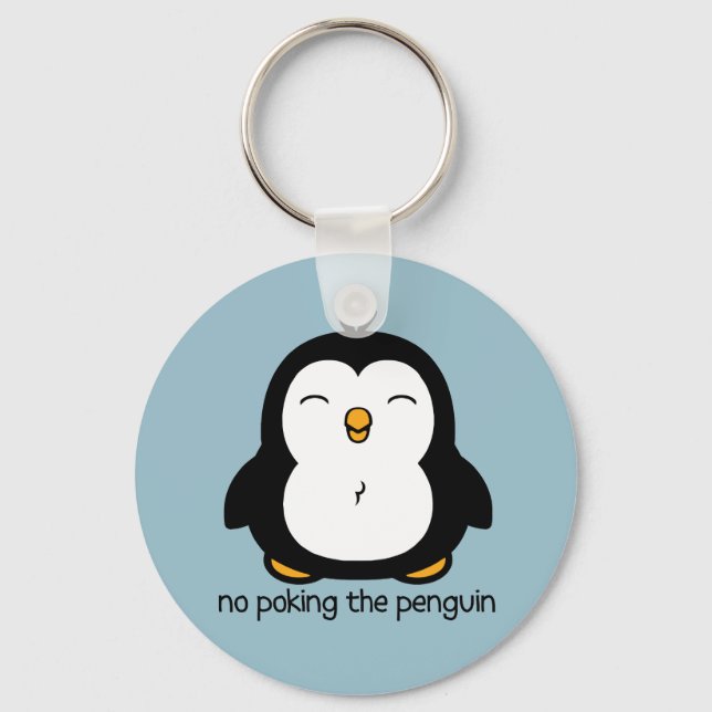 No Poking The Penguin BLUE Key Ring (Front)