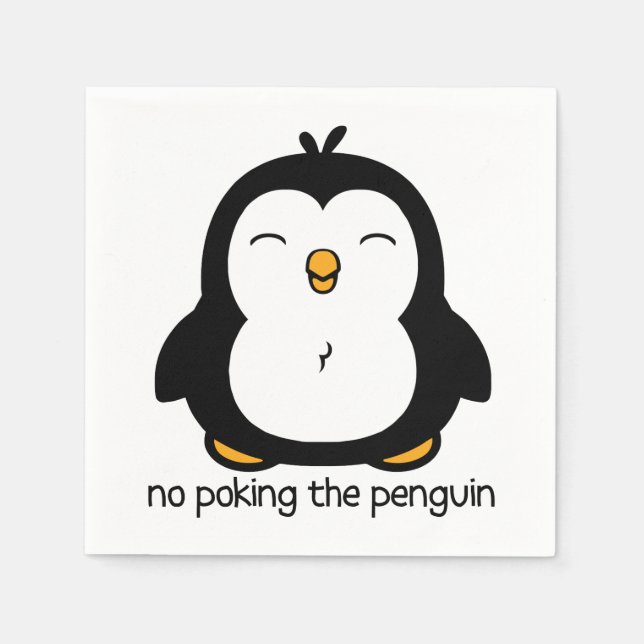 No Poking The Penguin Humour Napkin (Front)