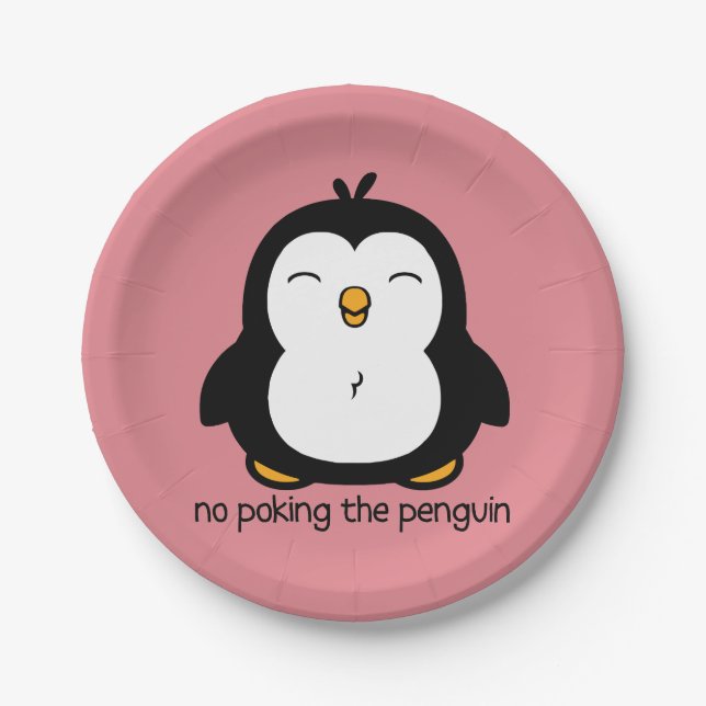 No Poking The Penguin Paper Plate (Front)