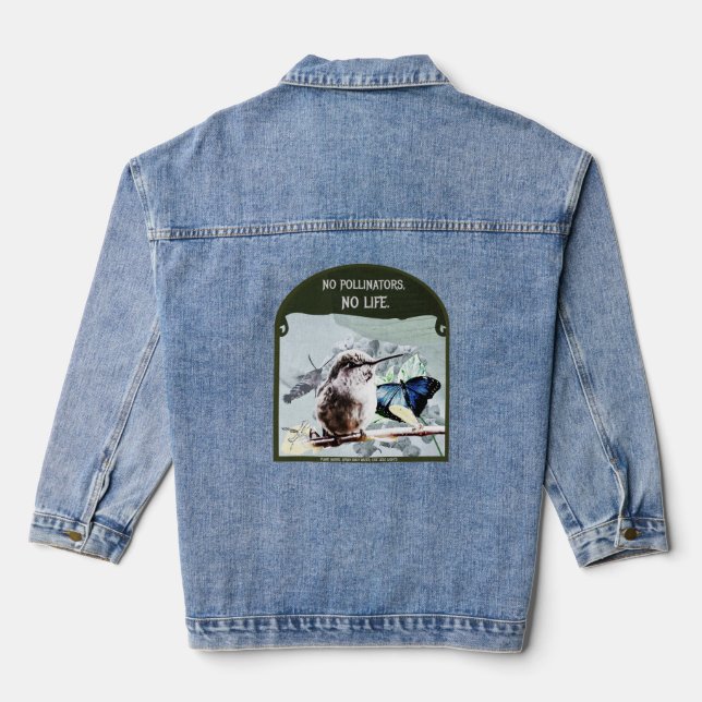 No Pollinators, No Life Denim Jacket (Back)