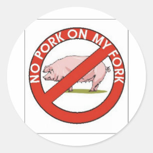 NO PORK ON MY FORK CLASSIC ROUND STICKER