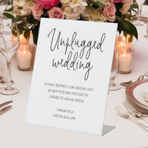 No Posting Photos Or Videos Unplugged Wedding Pedestal Sign