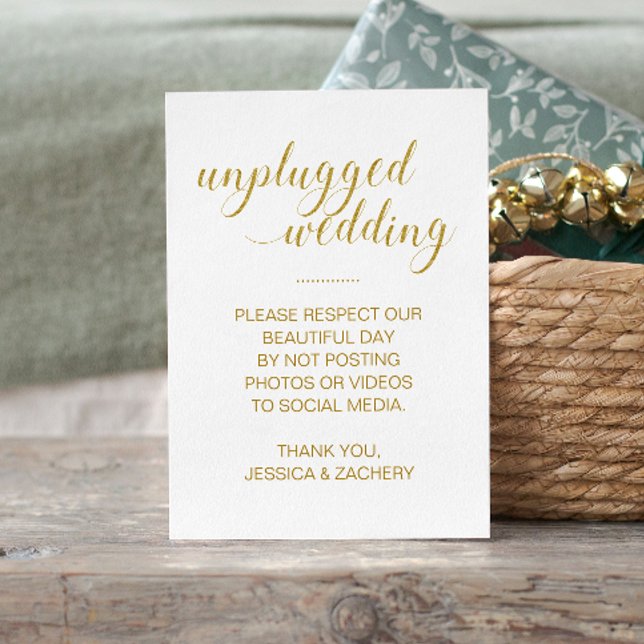 No Posting To Social Media Gold Wedding Place Card (Creator Uploaded)