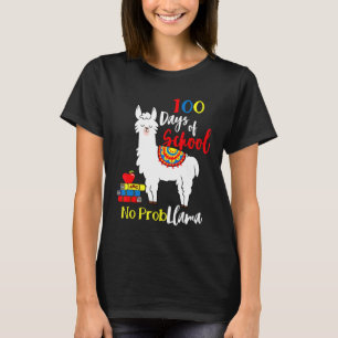 No Prob Llama Books Cute Animal 100th Days Of Scho T-Shirt