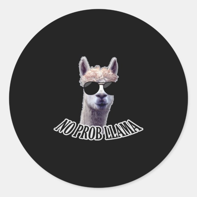 No Prob Llama Classic Round Sticker (Front)