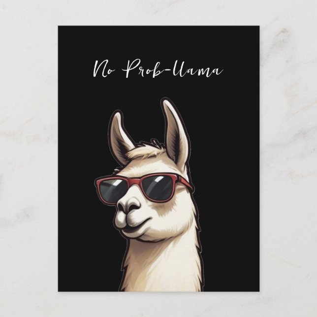 No Prob-llama Cool Llama Funky Alpaca Postcard (Front)