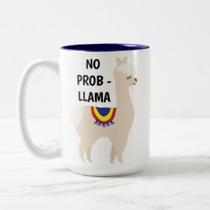 No Prob Llama Cute Illustration Two-Tone Coffee Mug