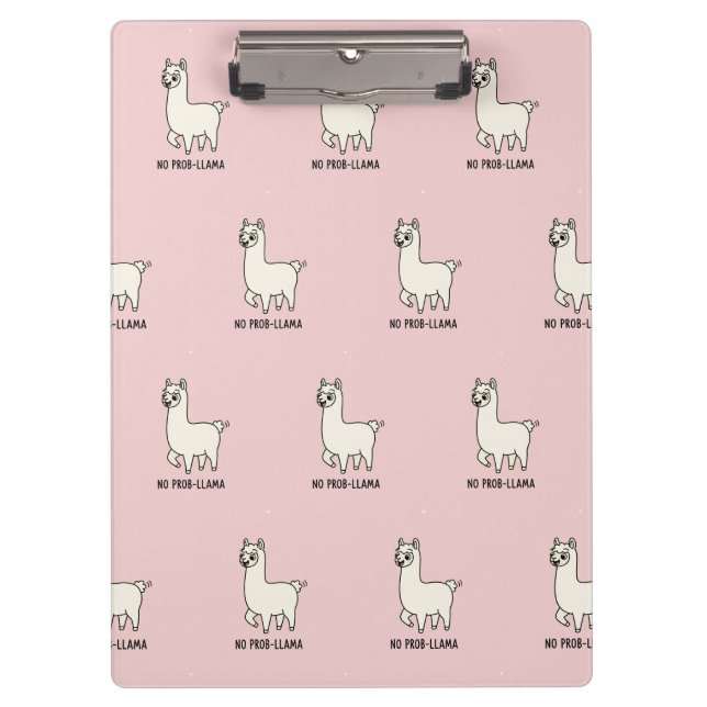 "No Prob-Llama" Cute Llama Doodle - Chill Vibe Clipboard (Front)