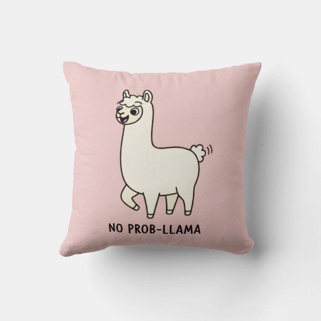 "No Prob-Llama" Cute Llama Doodle - Chill Vibe Cushion (Back)