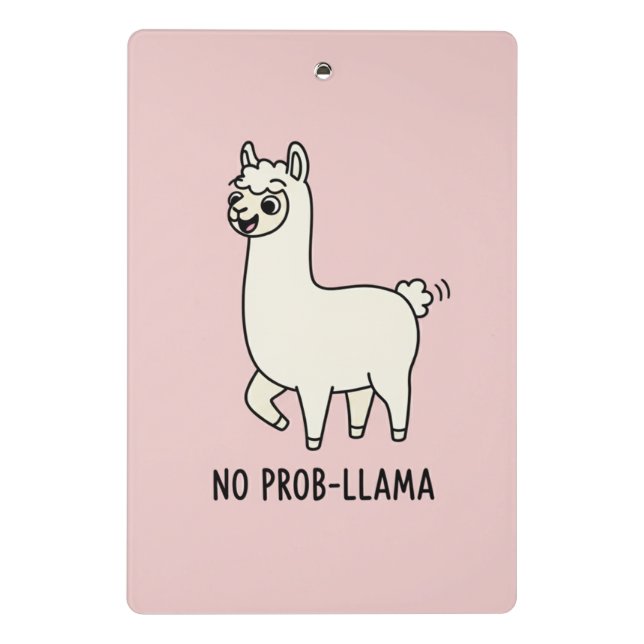 "No Prob-Llama" Cute Llama Doodle - Chill Vibe Mini Clipboard (Back)
