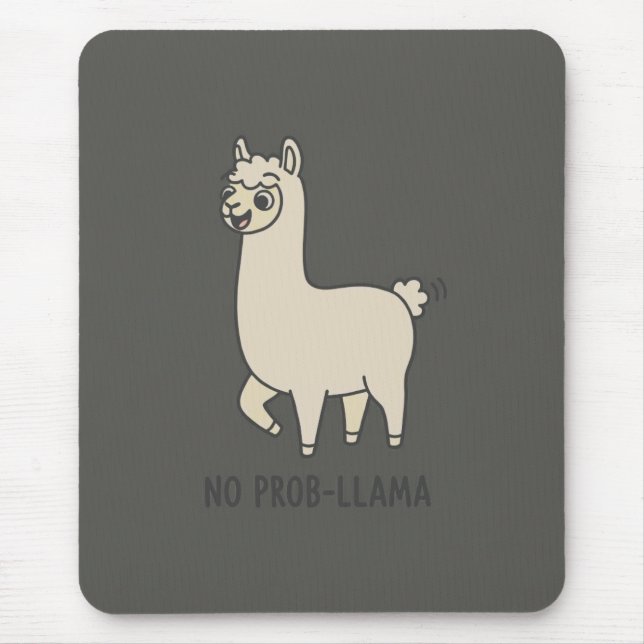 "No Prob-Llama" Cute Llama Doodle - Chill Vibe Mouse Mat (Front)