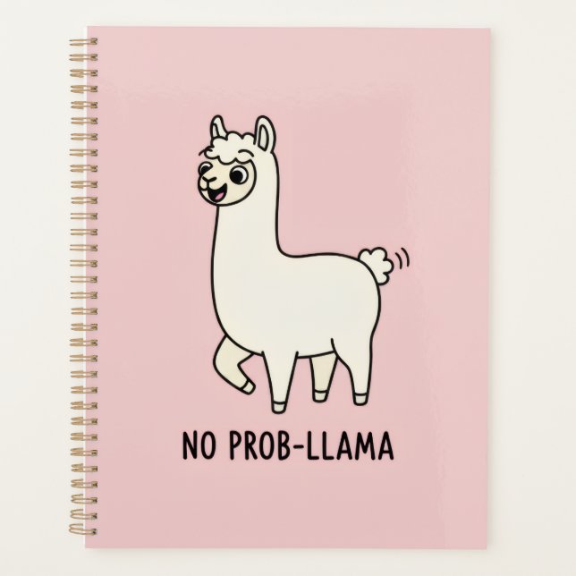 "No Prob-Llama" Cute Llama Doodle - Chill Vibe Planner (Front)