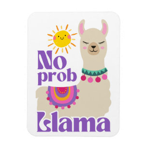 No Prob-Llama, Cute Llama Festive Sunny Magnet