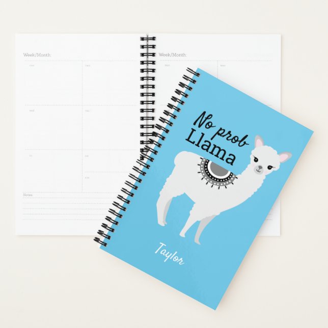No Prob Llama cute llama illustration personalised Planner (Display)