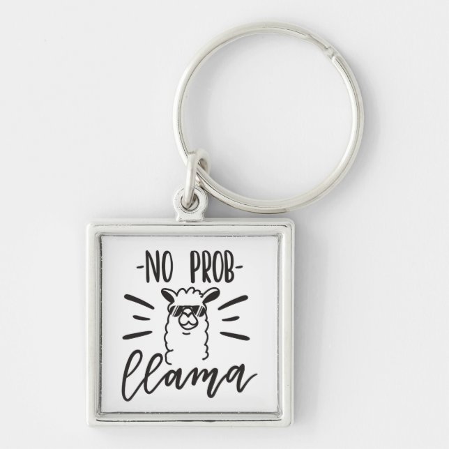 No Prob Llama Design Key Ring (Front)
