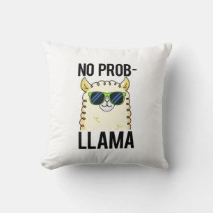No-Prob-Llama Funny Cool Llama Pun  Cushion