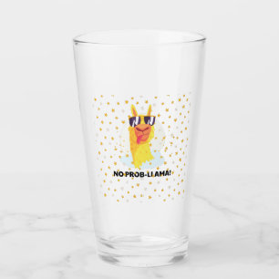No-Prob-Llama Funny Cute Llama with Stars Glass
