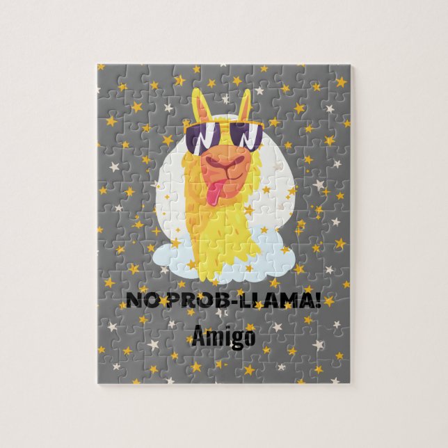 No-Prob-Llama Funny Cute Llama with Stars  Jigsaw Puzzle (Vertical)