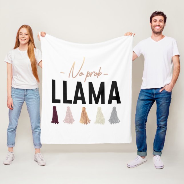 No Prob Llama | Gold Tassels Fleece Blanket (In Situ)