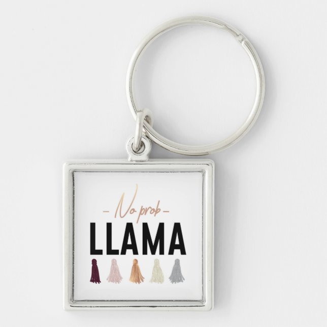 No Prob Llama | Gold Tassels Key Ring (Front)